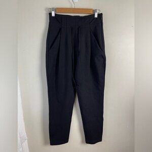 Paige denim black high rise pleated ponte knit tapered pants size 27